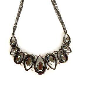 Alfani Statement Necklace Gunmetal Gray with Light Gray Stones and Crystals